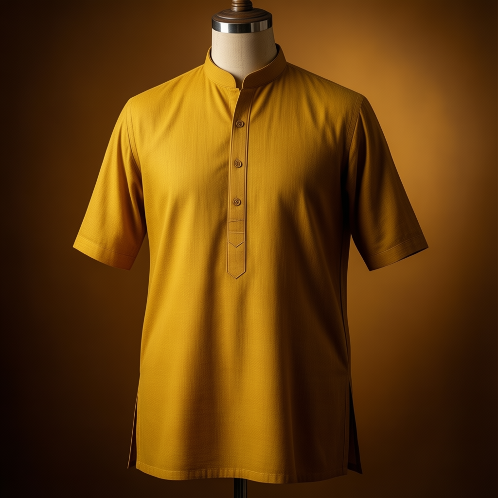 Men's Short Kurta - Mustard