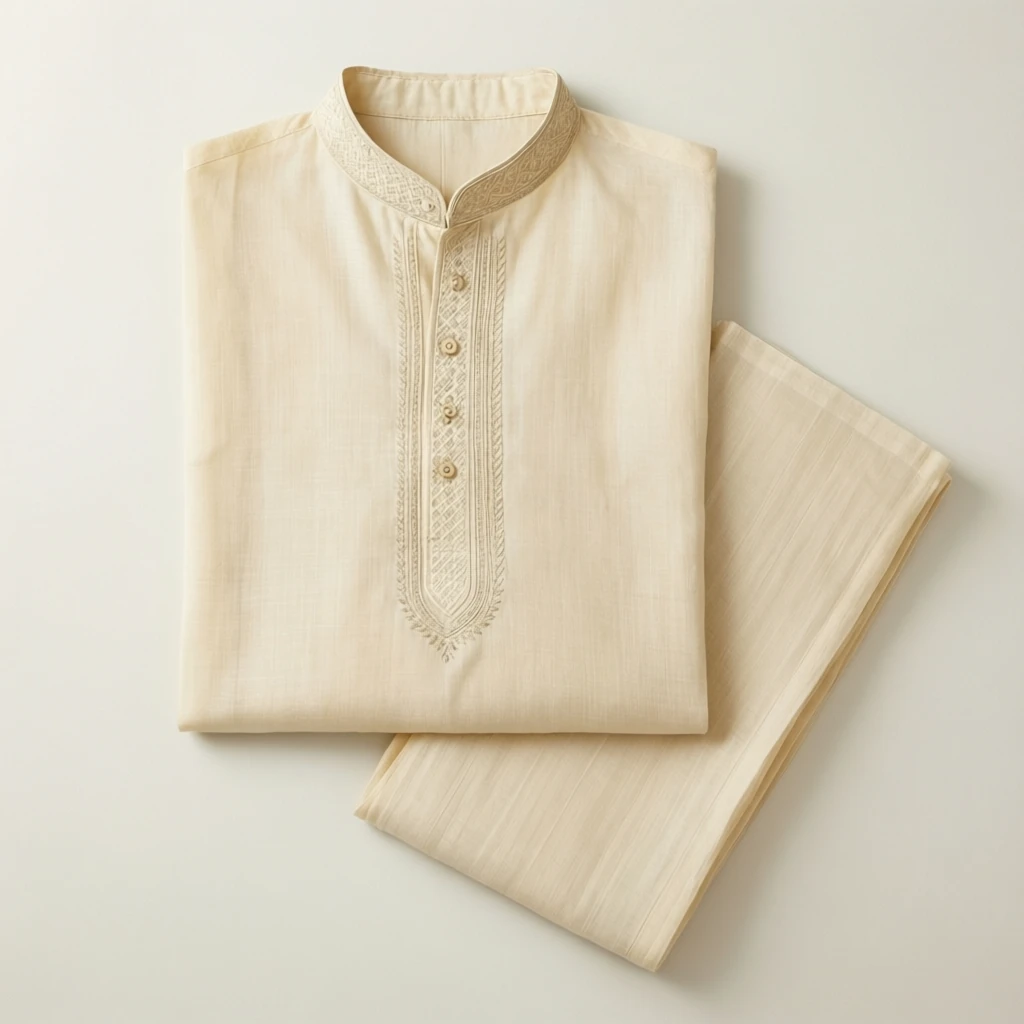 Cotton Straight Kurta Set Ecru