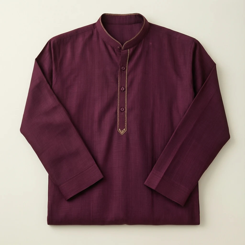 Cotton Straight Kurta Set Plum