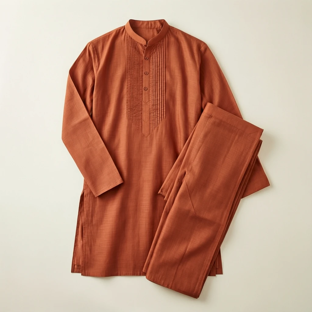 Cotton Straight Kurta Set Terracotta