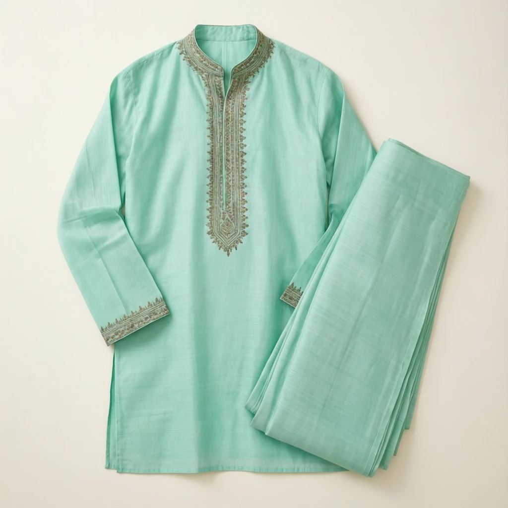 Cotton Straight Kurta Set Mint