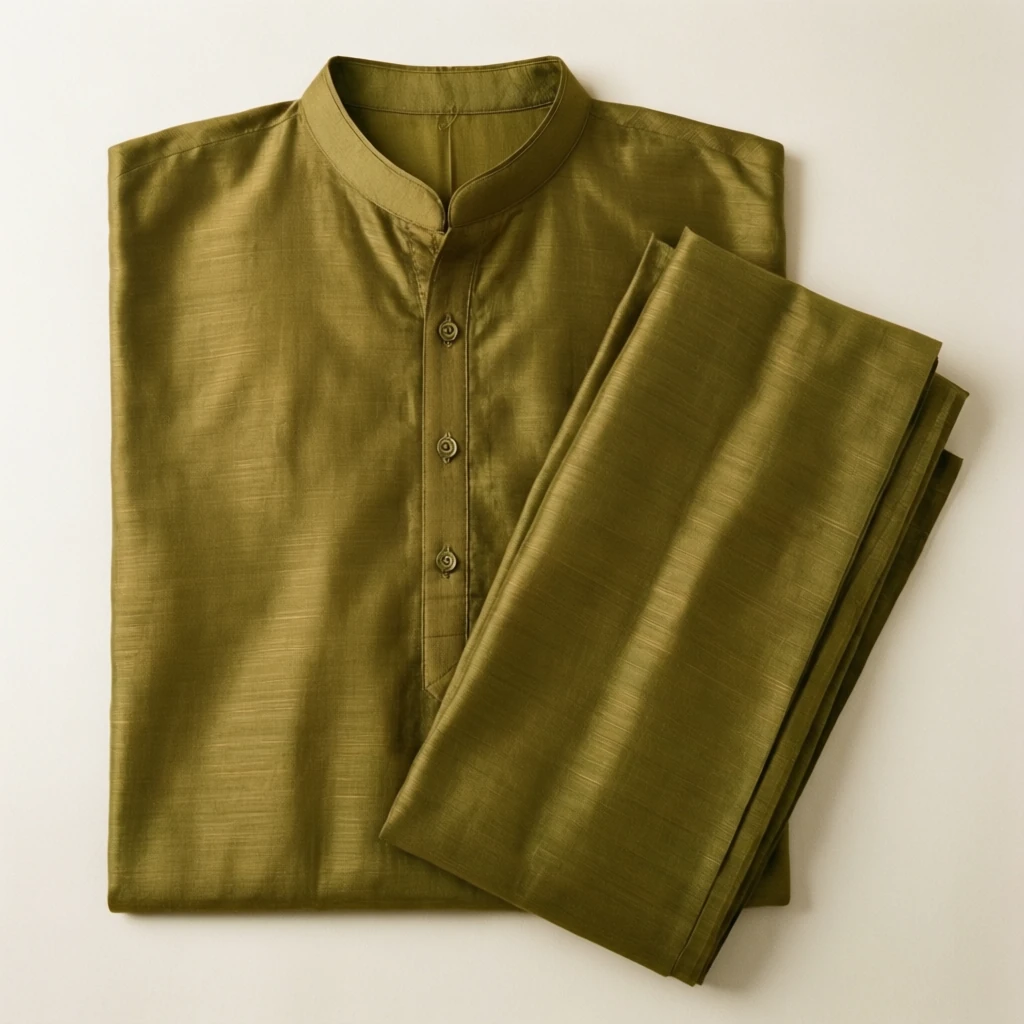 Rayon Straight Kurta Set Olive