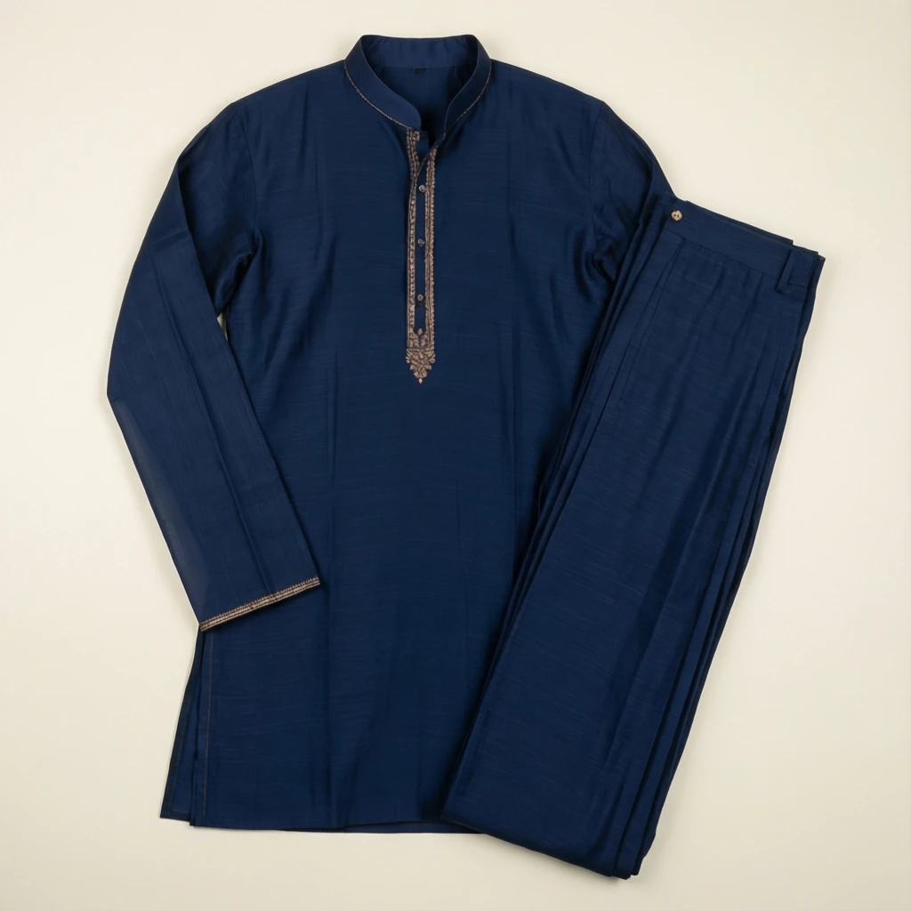 Rayon Straight Kurta Set Navy