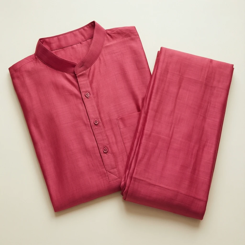 Rayon Straight Kurta Set Rose