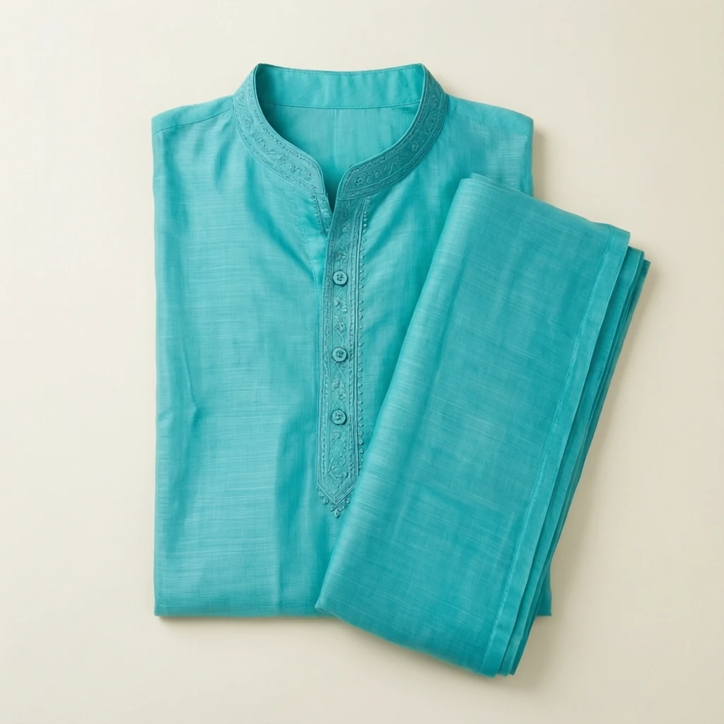 Viscose Straight Kurta Set Aqua