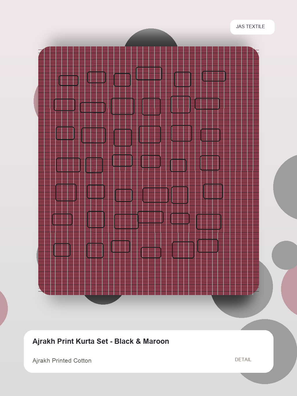 Ajrakh Print Kurta Set - Black & Maroon thumbnail 2