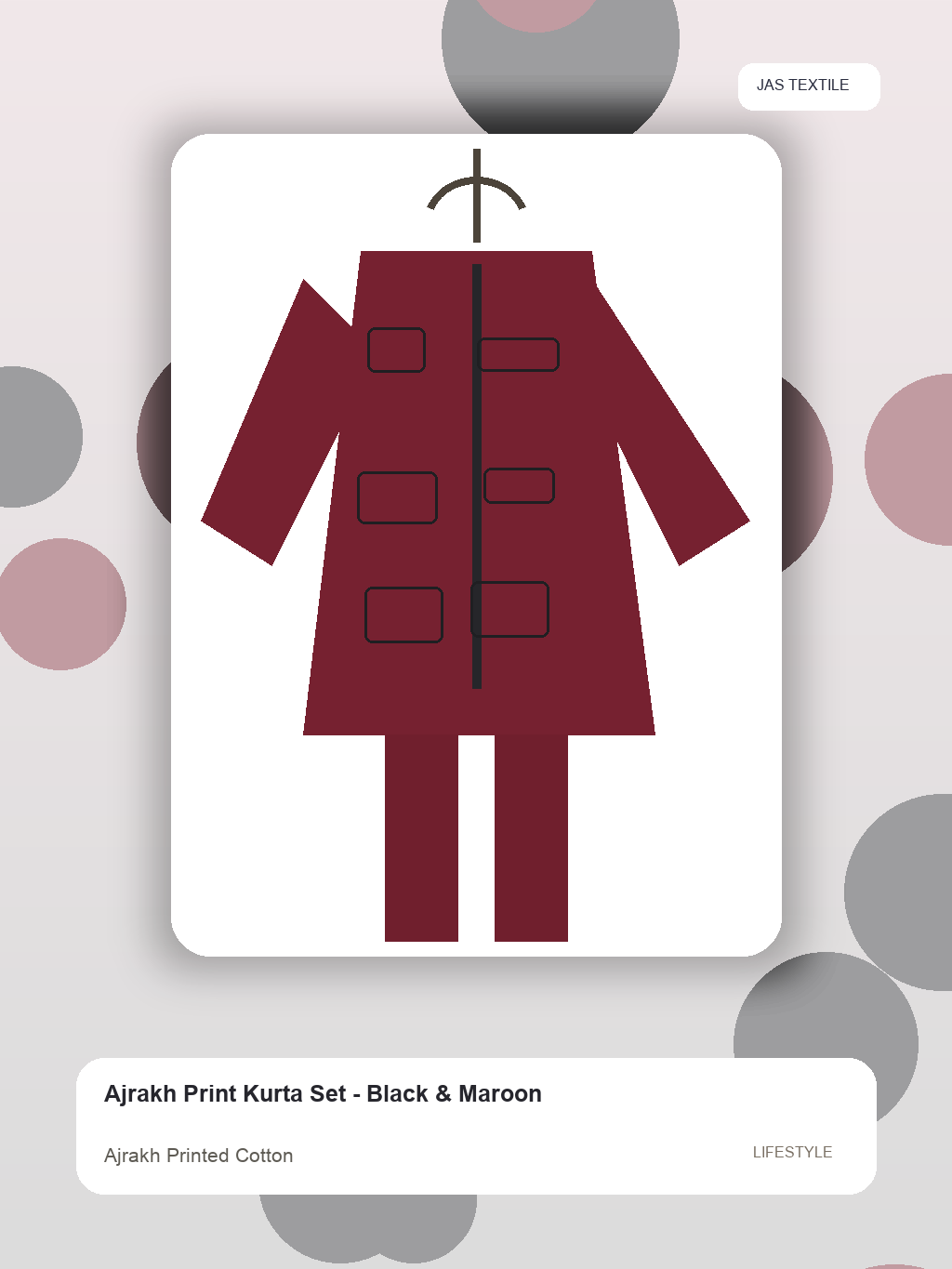 Ajrakh Print Kurta Set - Black & Maroon thumbnail 3