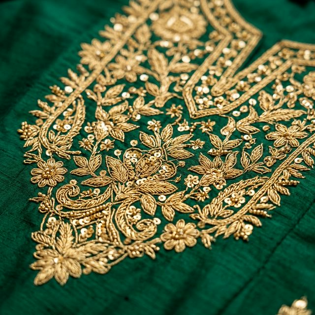 Anarkali Kurta Set — Emerald Green thumbnail 2
