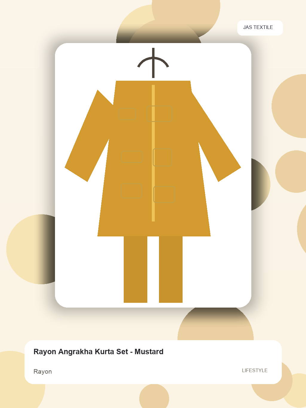 Rayon Angrakha Kurta Set - Mustard thumbnail 3
