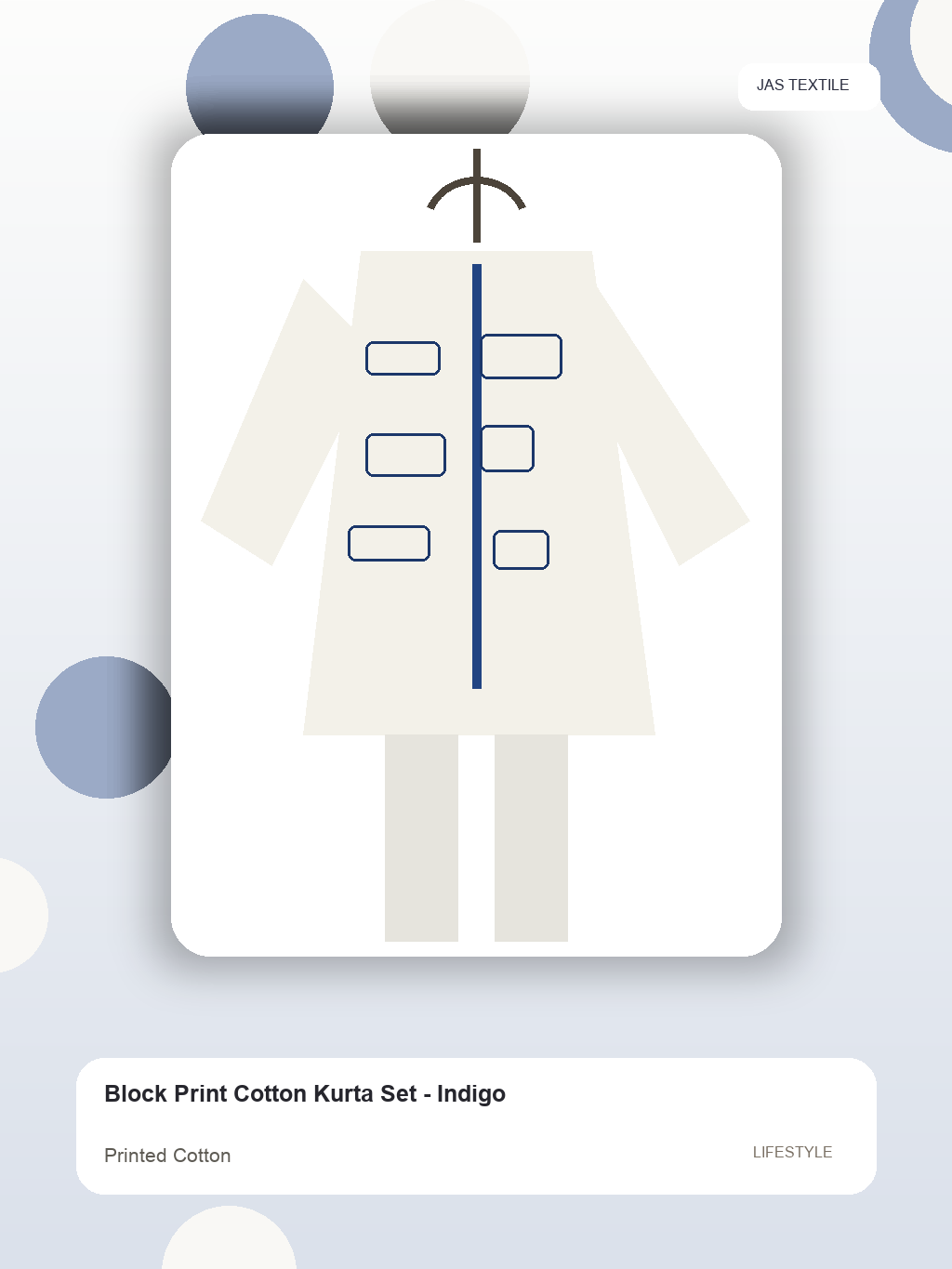 Block Print Cotton Kurta Set - Indigo thumbnail 3