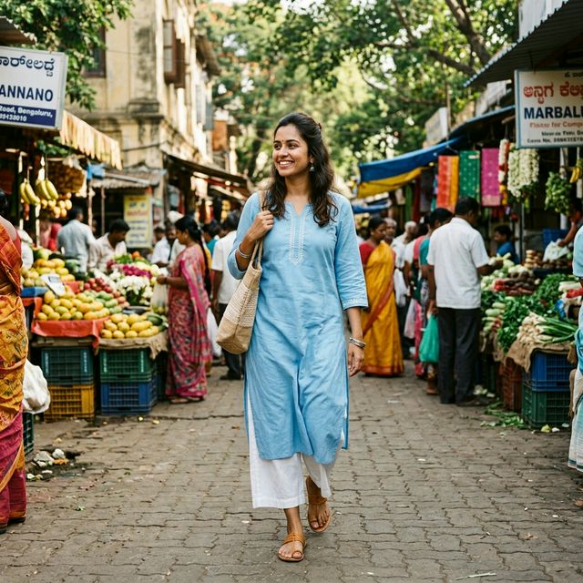 Cotton Straight-Cut Kurta Set — Sky Blue thumbnail 3