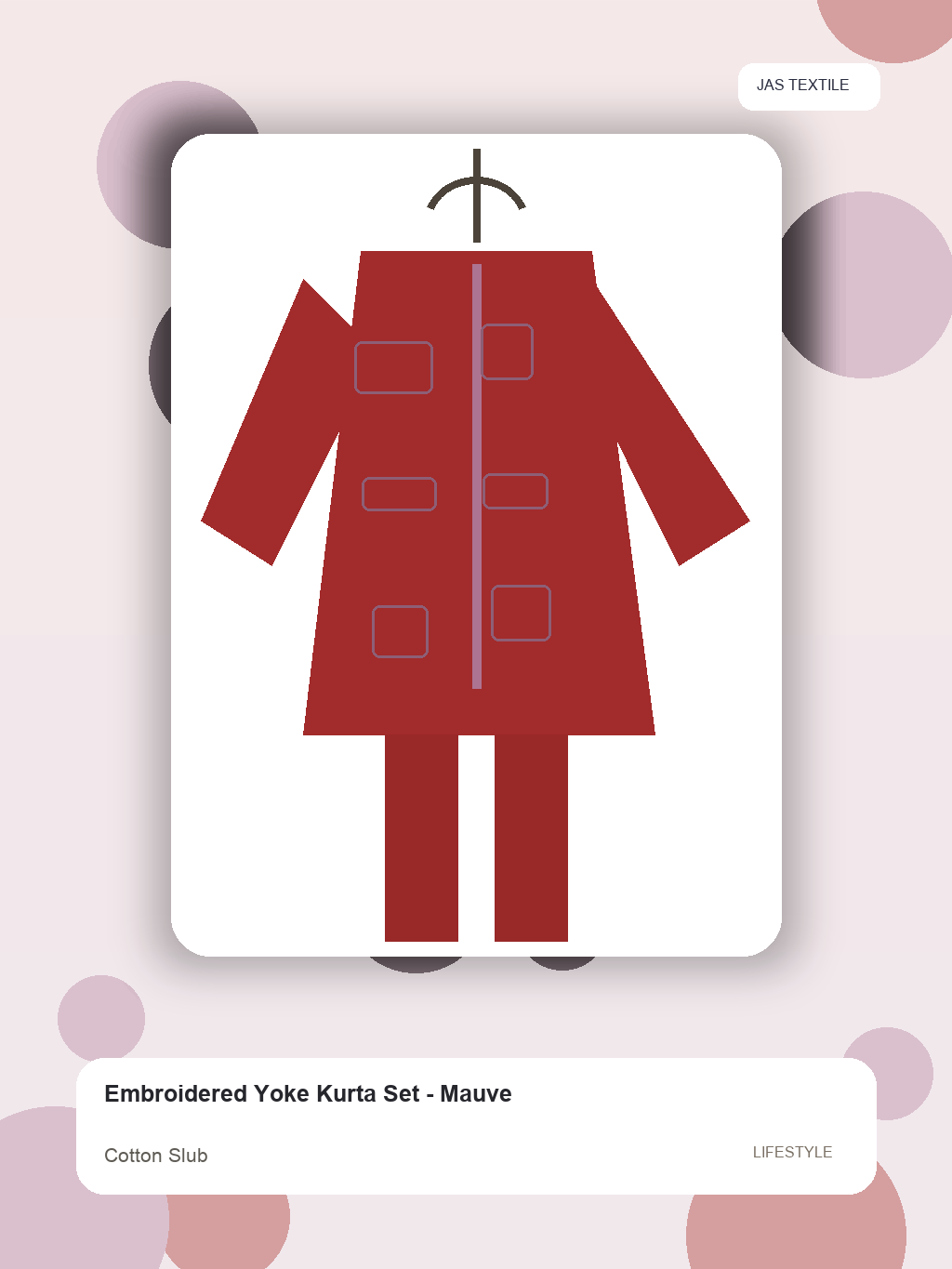 Embroidered Yoke Kurta Set - Mauve thumbnail 3
