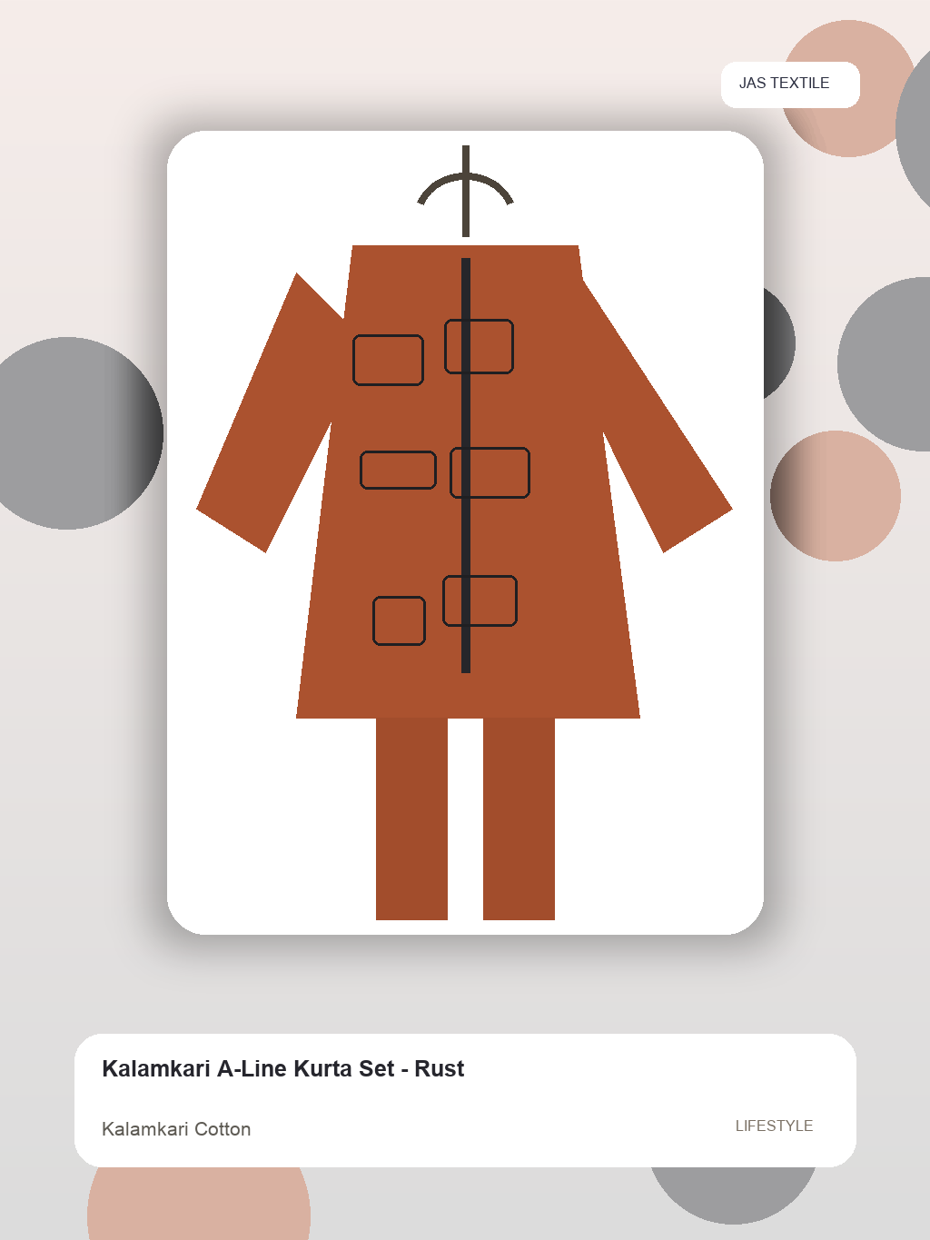 Kalamkari A-Line Kurta Set - Rust thumbnail 3