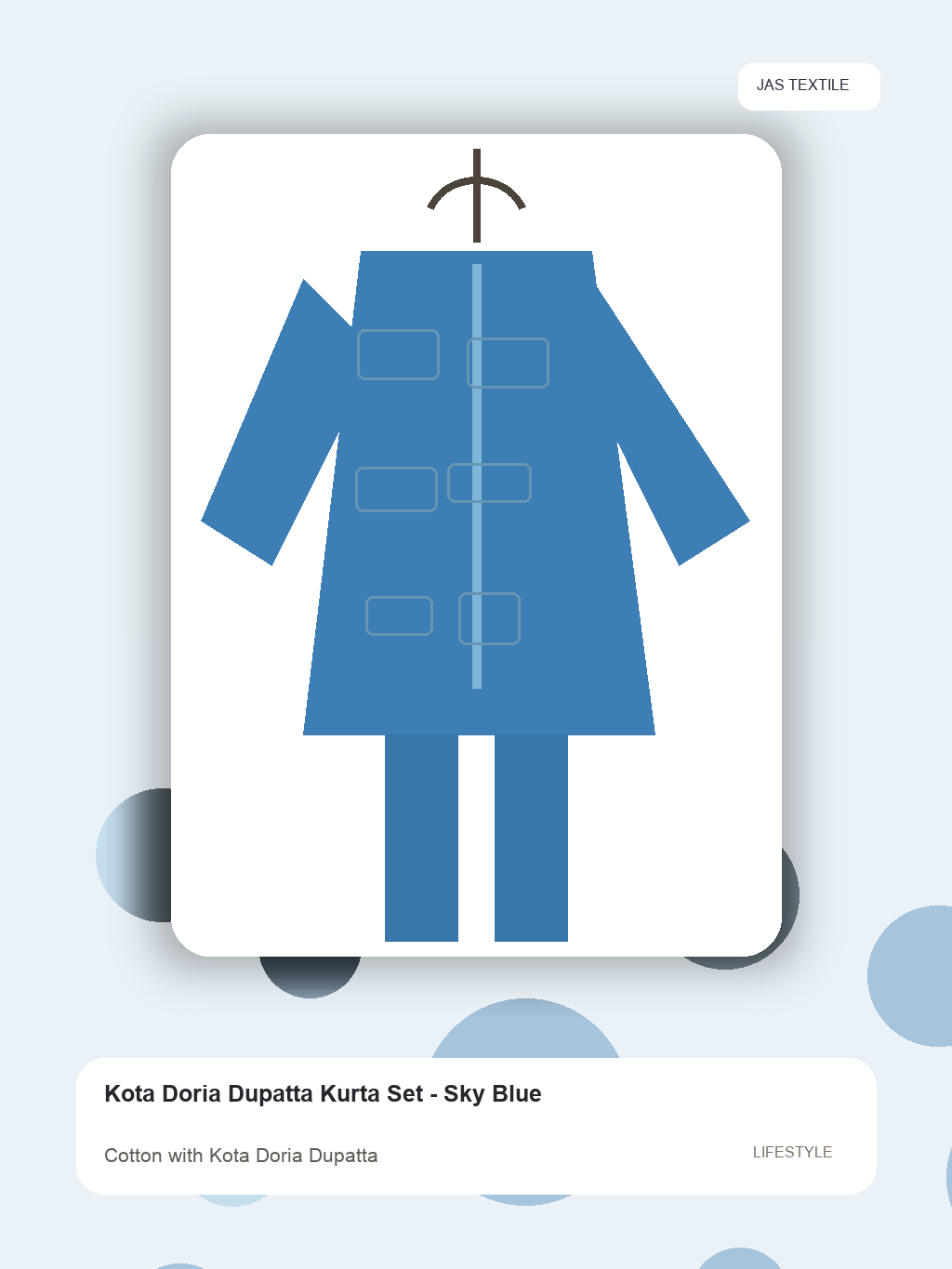 Kota Doria Dupatta Kurta Set - Sky Blue thumbnail 3