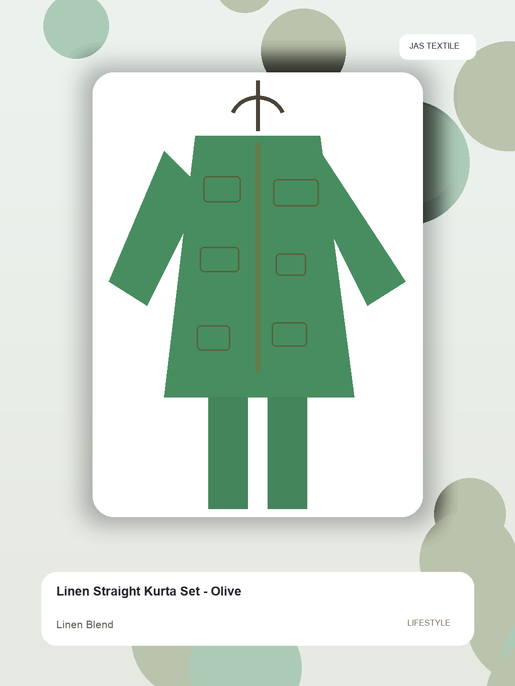 Linen Straight Kurta Set - Olive thumbnail 3