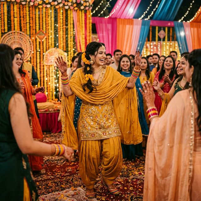 Printed Patiala Suit — Mustard & Brown thumbnail 3