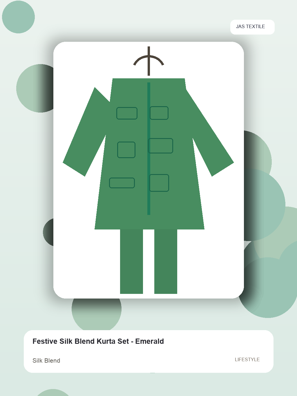 Festive Silk Blend Kurta Set - Emerald thumbnail 3