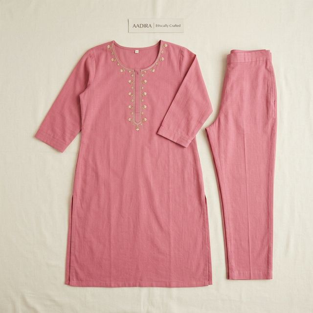 Straight Kurta Set — Rose Pink