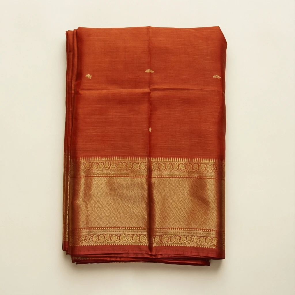 Cotton Tant Saree Rust