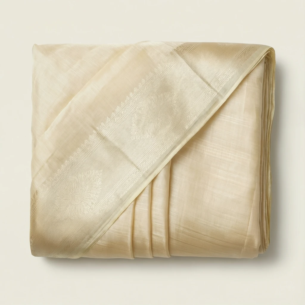 Silk Blend Tant Saree Ivory