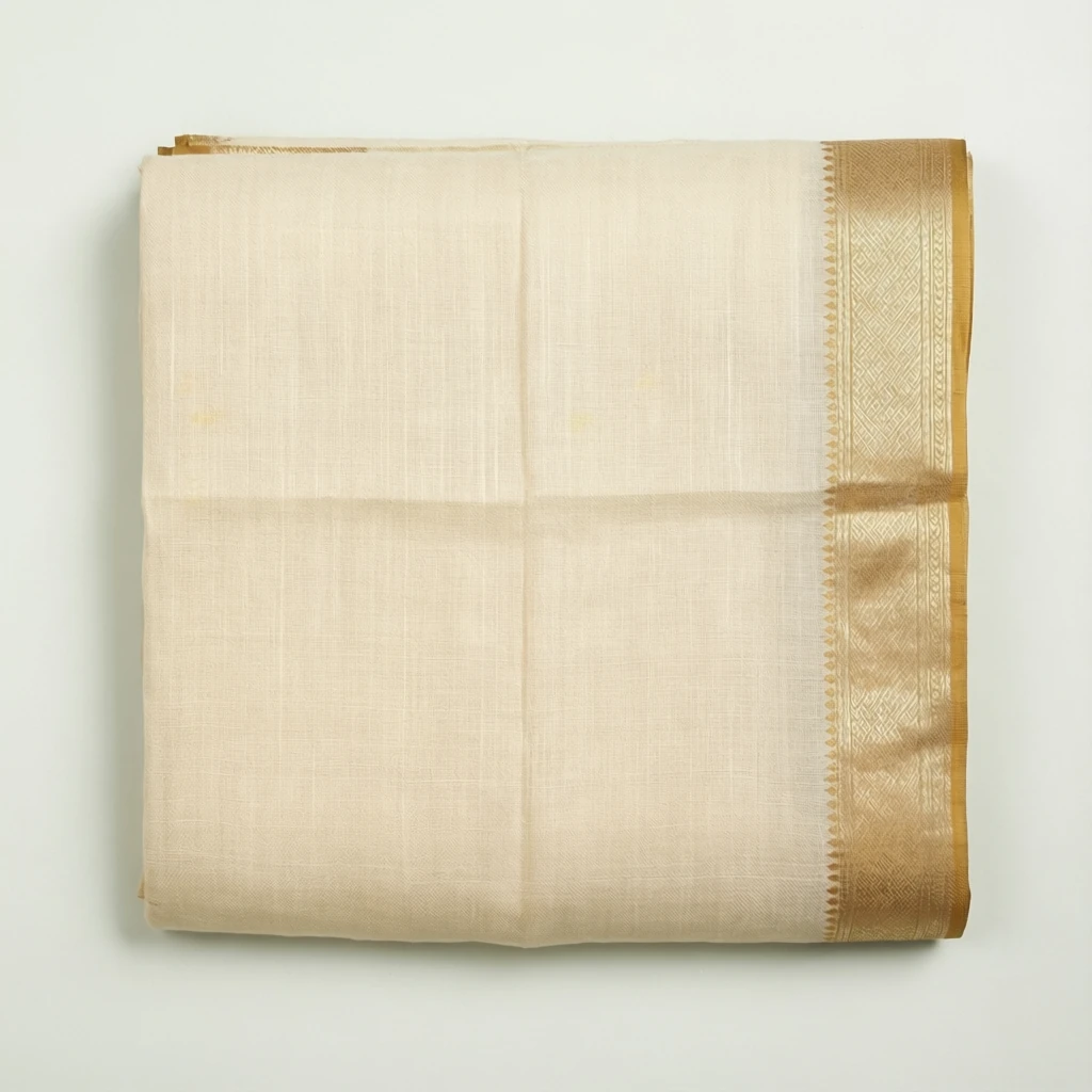 Linen Tant Saree Ivory