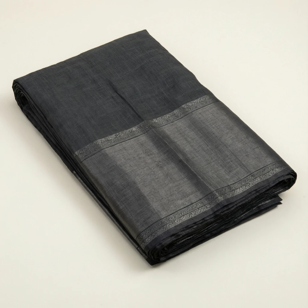 Linen Tant Saree Charcoal