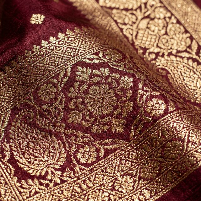 Art Silk Saree — Maroon with Zari Work thumbnail 2