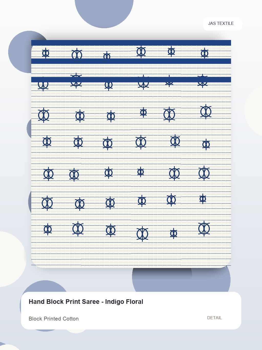 Hand Block Print Saree - Indigo Floral thumbnail 2