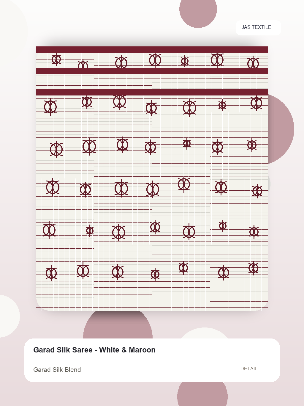 Garad Silk Saree - White & Maroon thumbnail 2