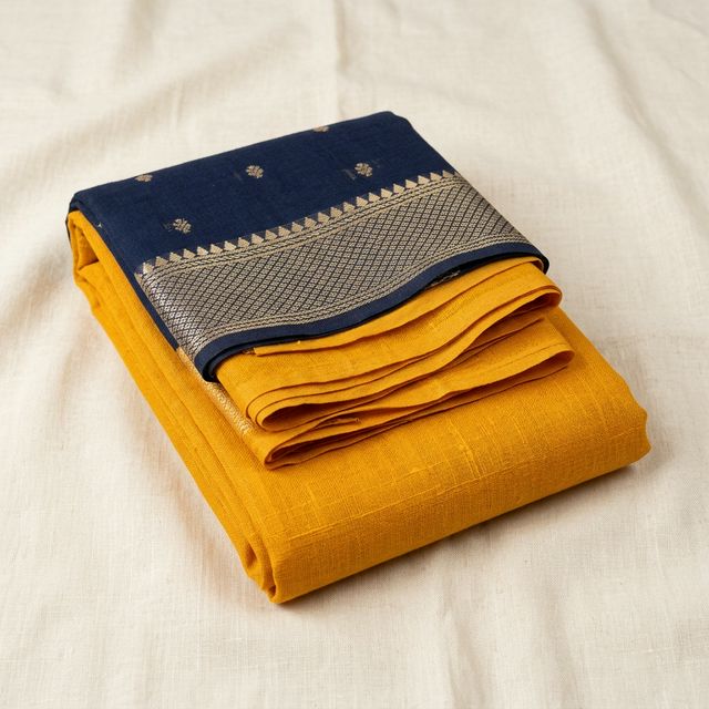Linen Saree — Mango Yellow