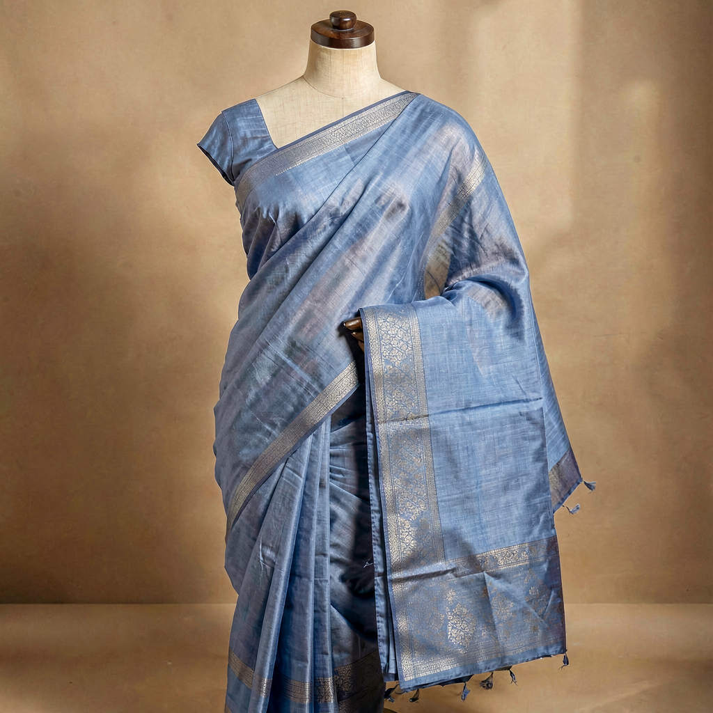 Soft Muslin Saree - Powder Blue
