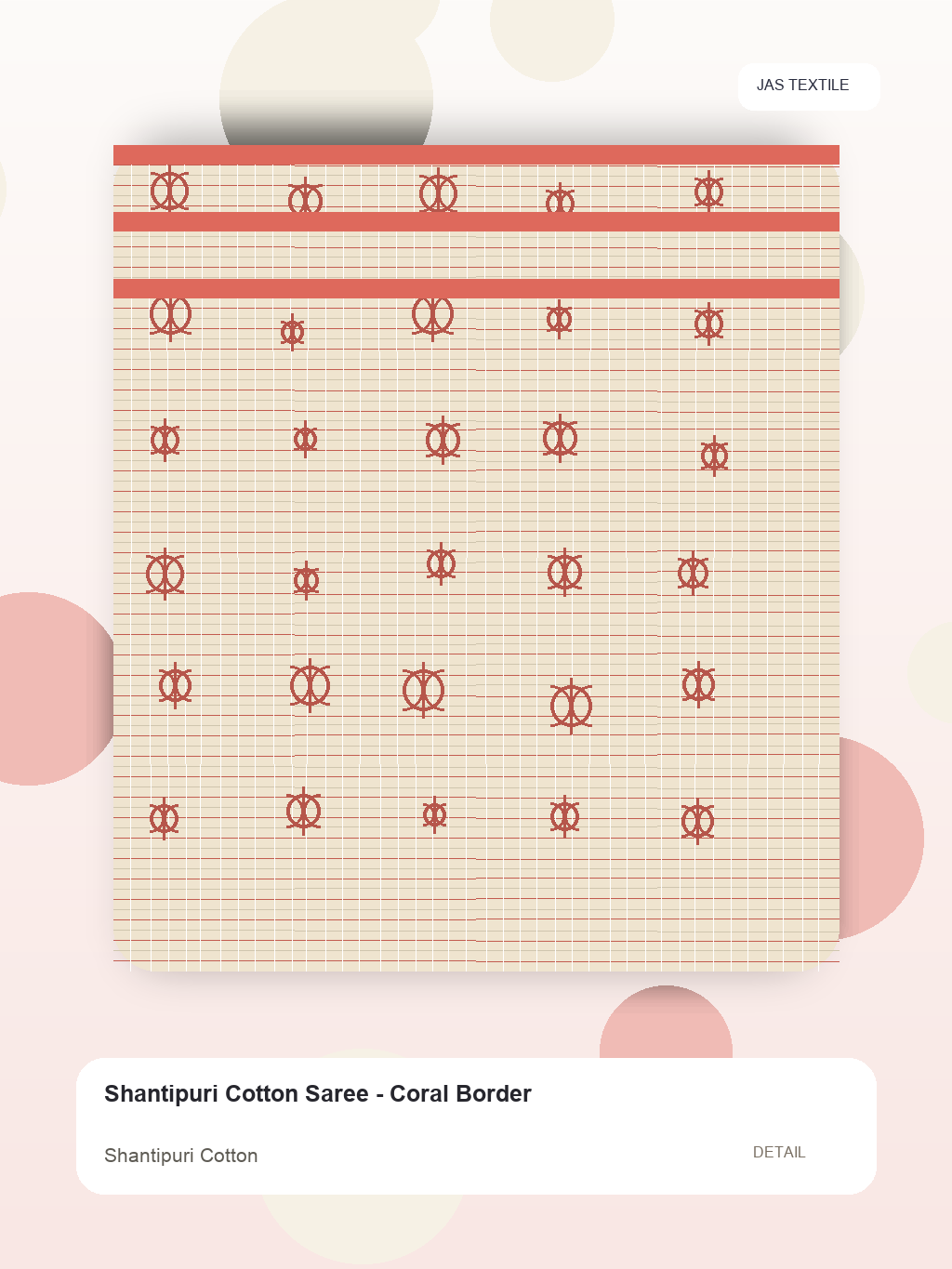 Shantipuri Cotton Saree - Coral Border thumbnail 2