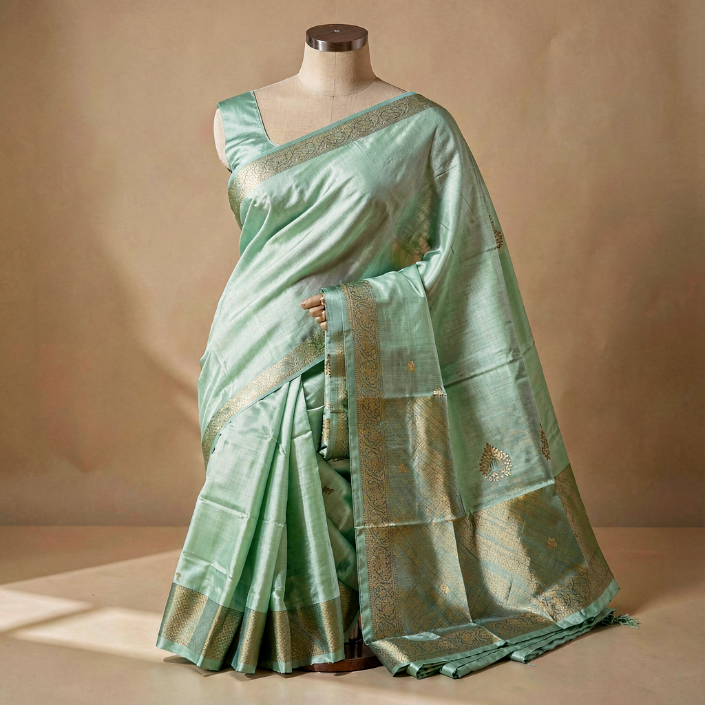 Tangail Cotton Saree - Mint Green