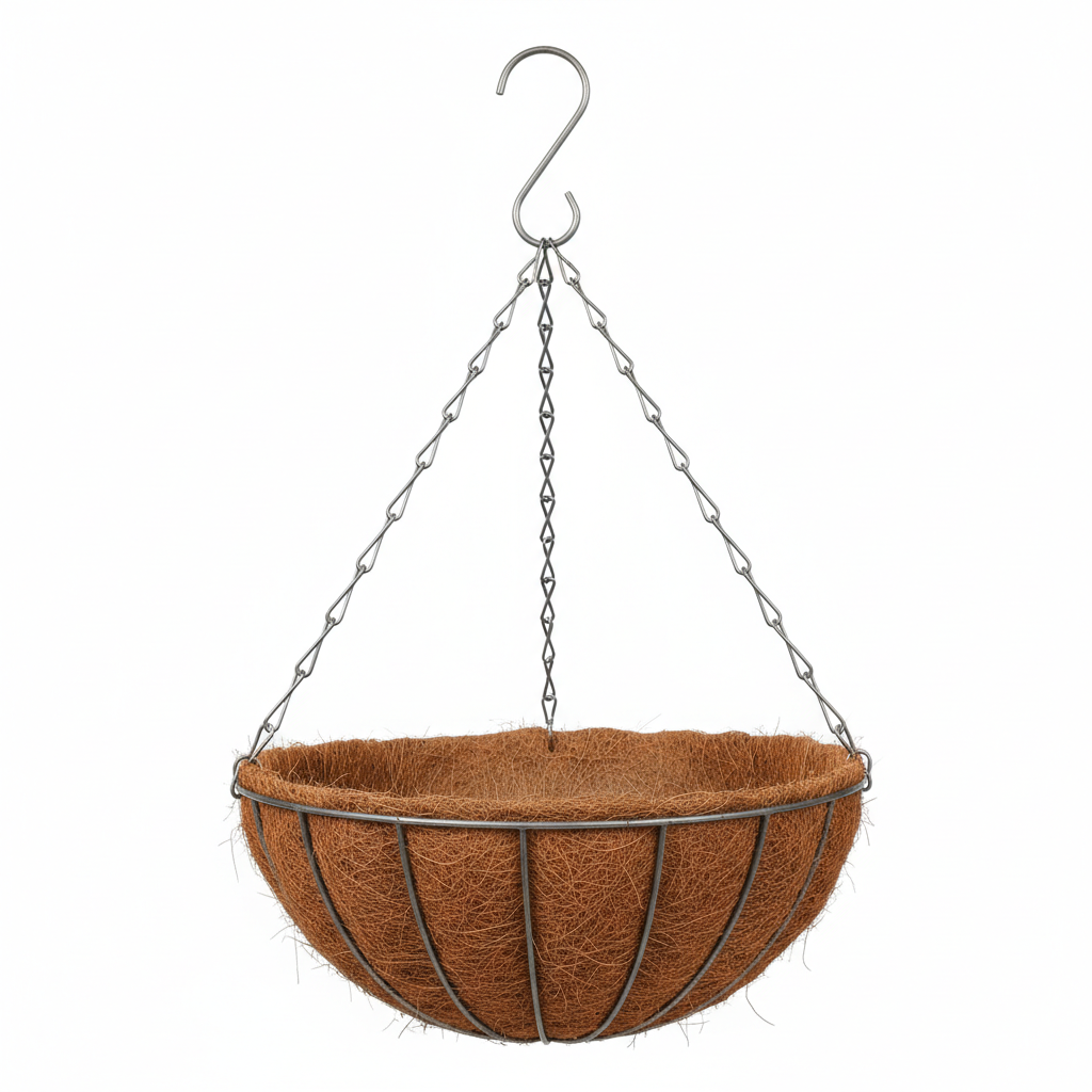 Coconut Coir Hanging Basket with Chain - 10 inch