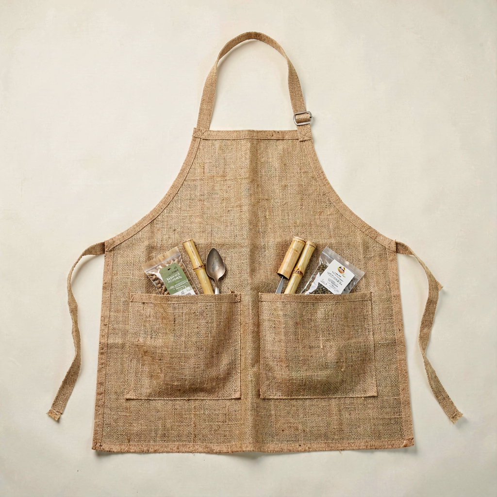 Jute Garden Apron with Pockets