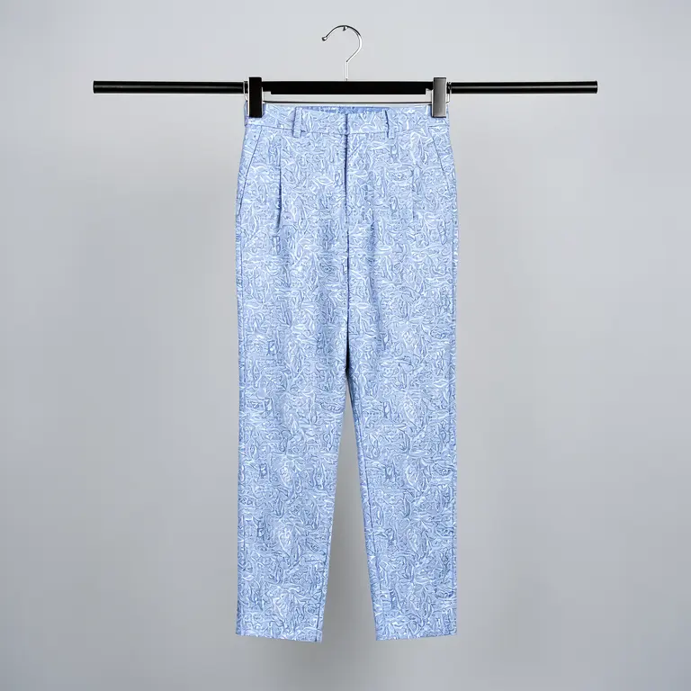 Printed Cotton Pants Blue