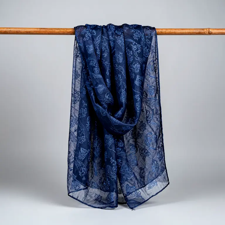 Printed Jamdani Dupatta Blue
