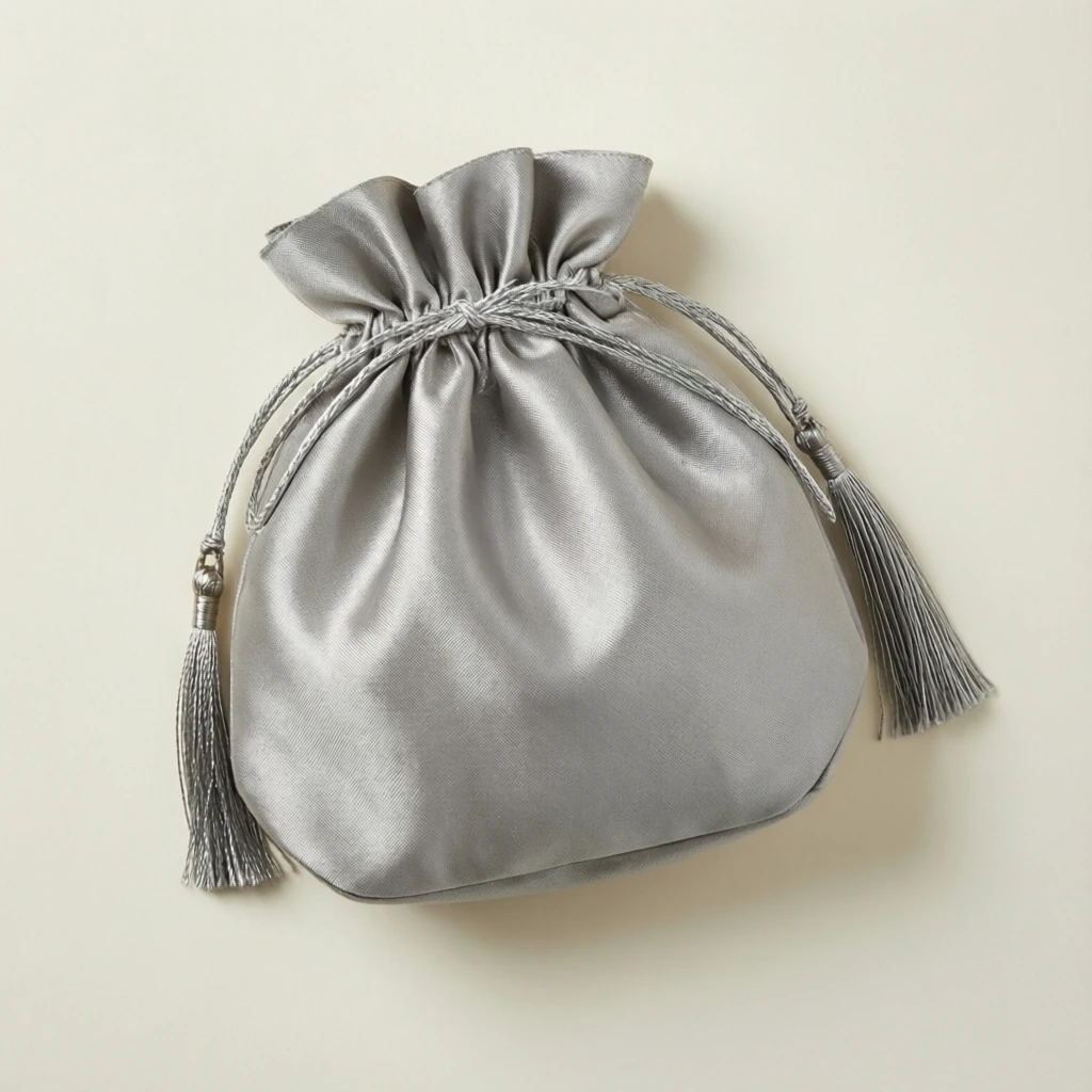 Silk Blend Potli Bag Silver