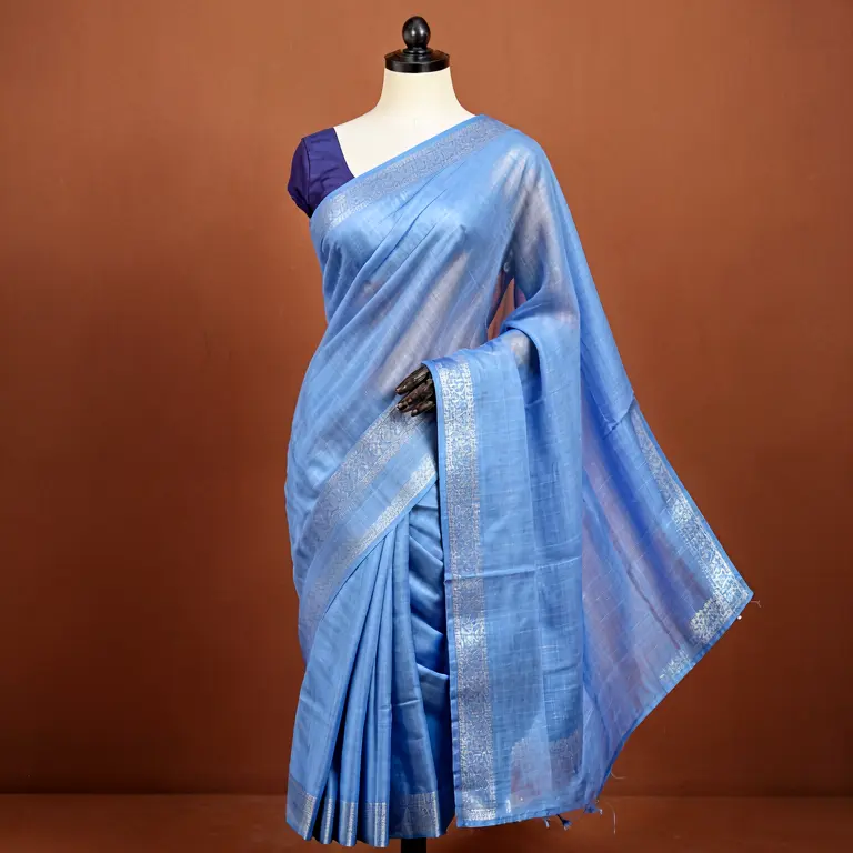 Lightweight Silk Blend Saree Blue