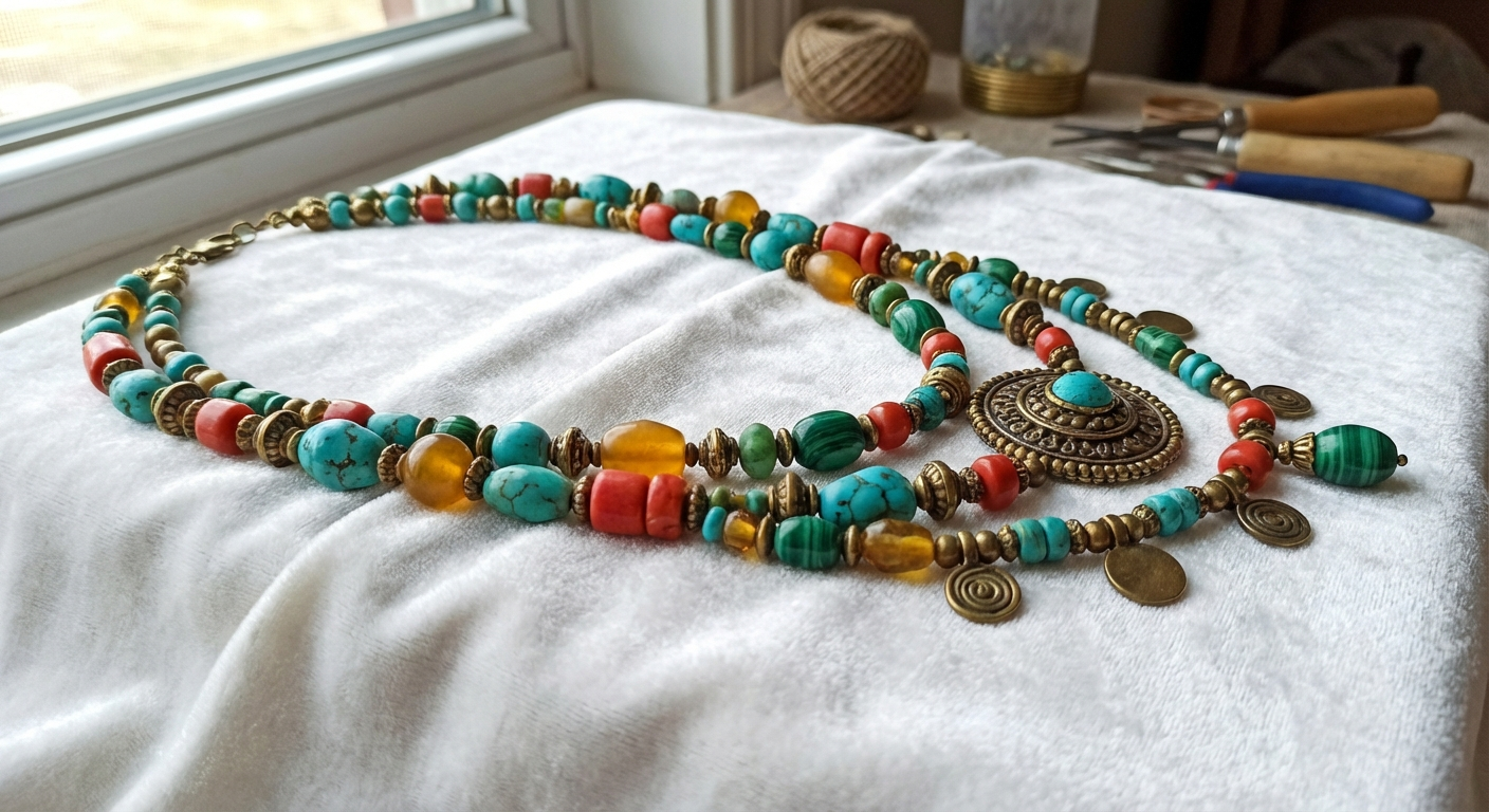 Beaded Statement Necklace — Multicolor
