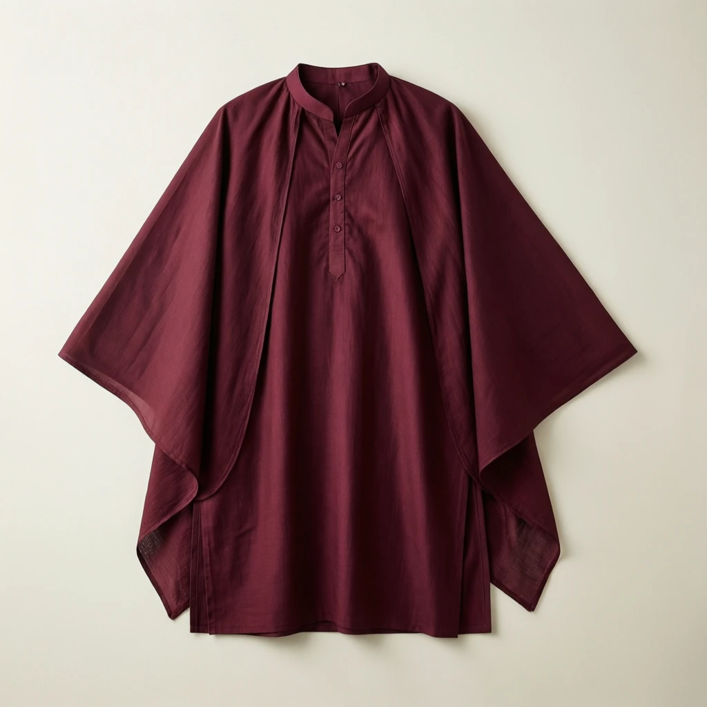 Cotton Cape Kurta Wine