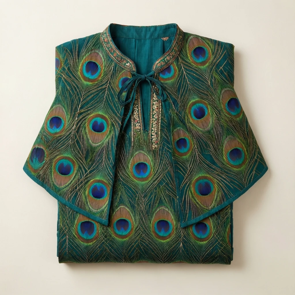 Cotton Cape Kurta Peacock