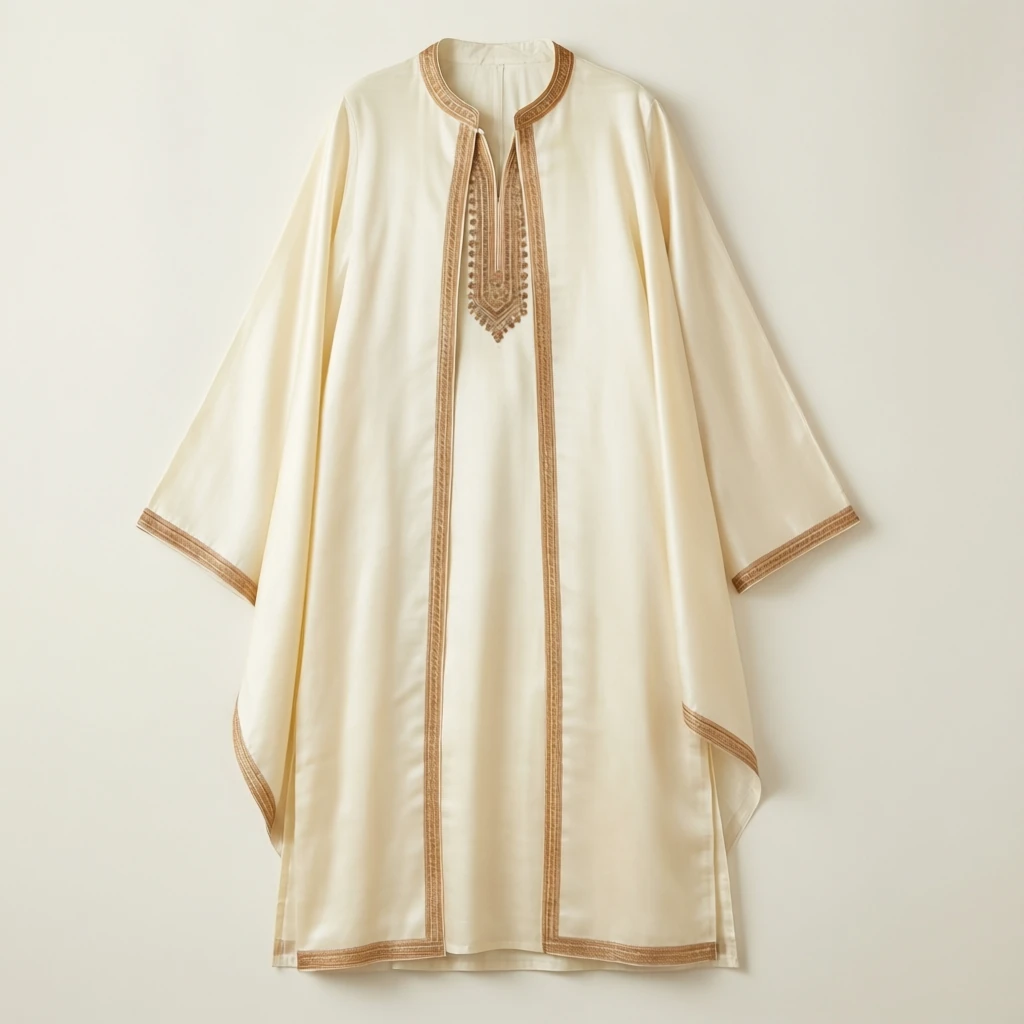 Silk Blend Cape Kurta Ivory