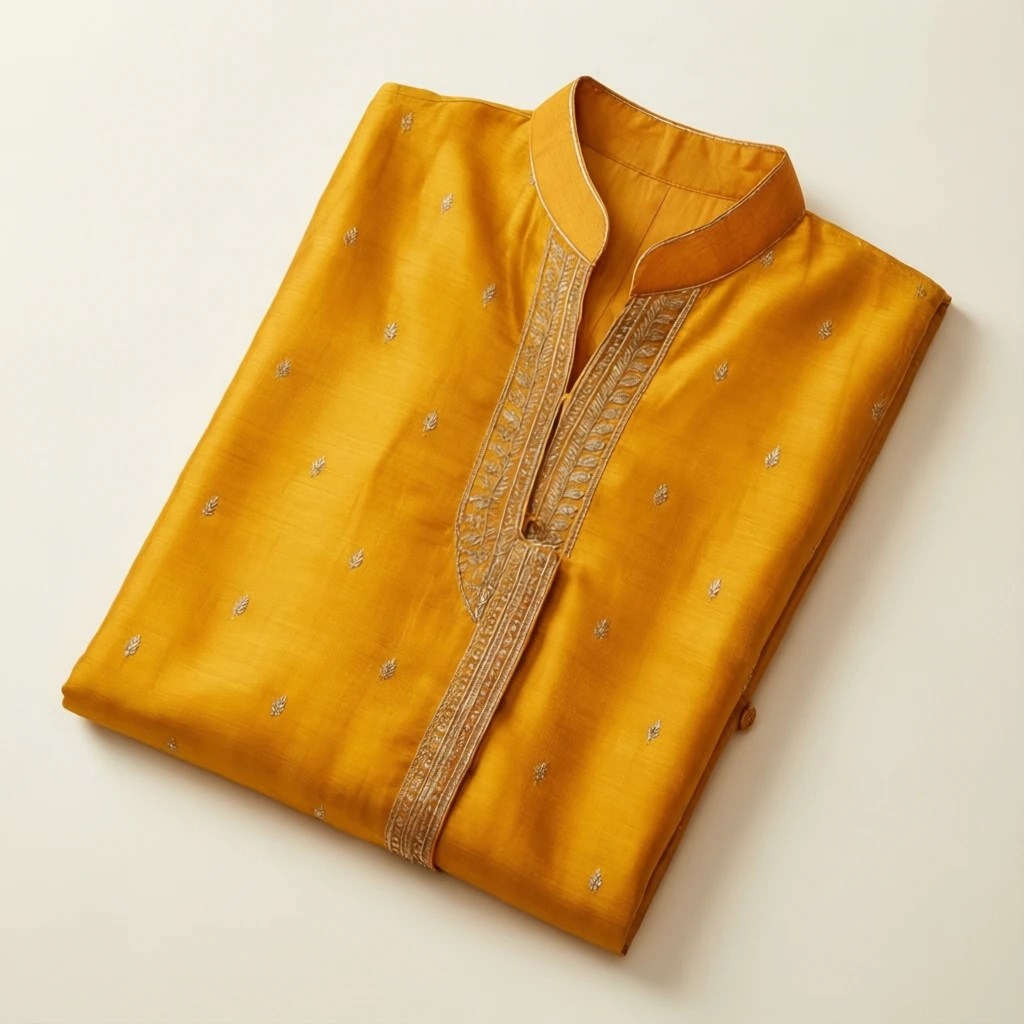 Silk Blend Cape Kurta Marigold