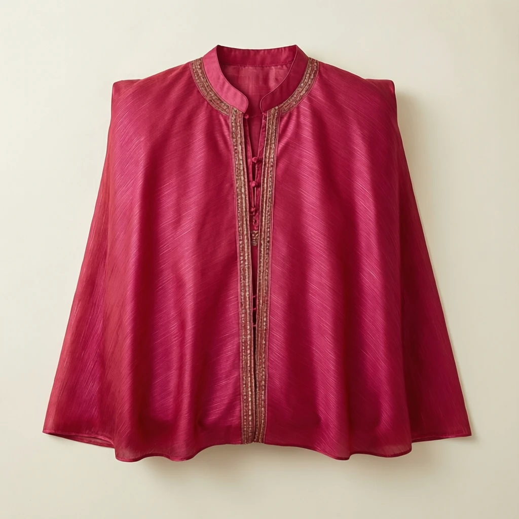 Silk Blend Cape Kurta Rose