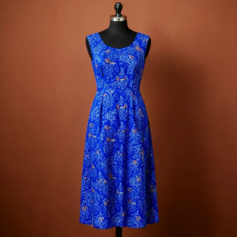 Printed Midi Dress Blue