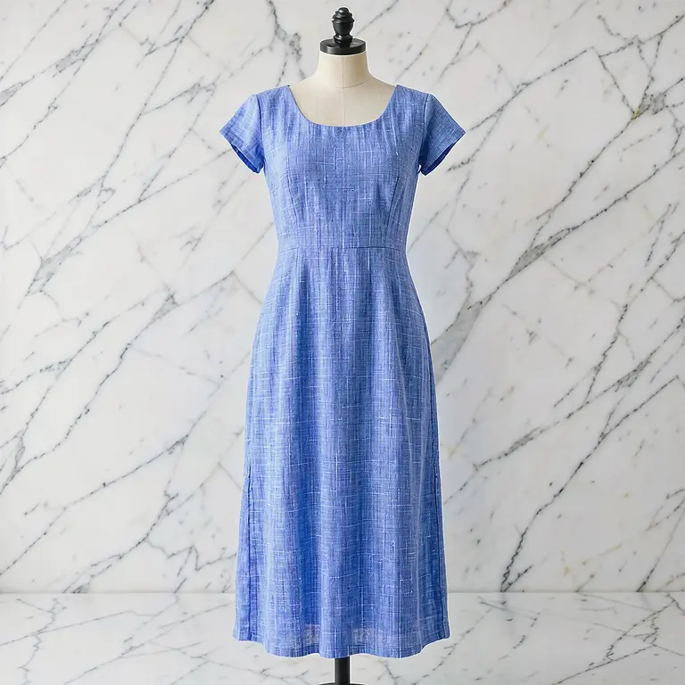 Handloom Midi Dress Blue