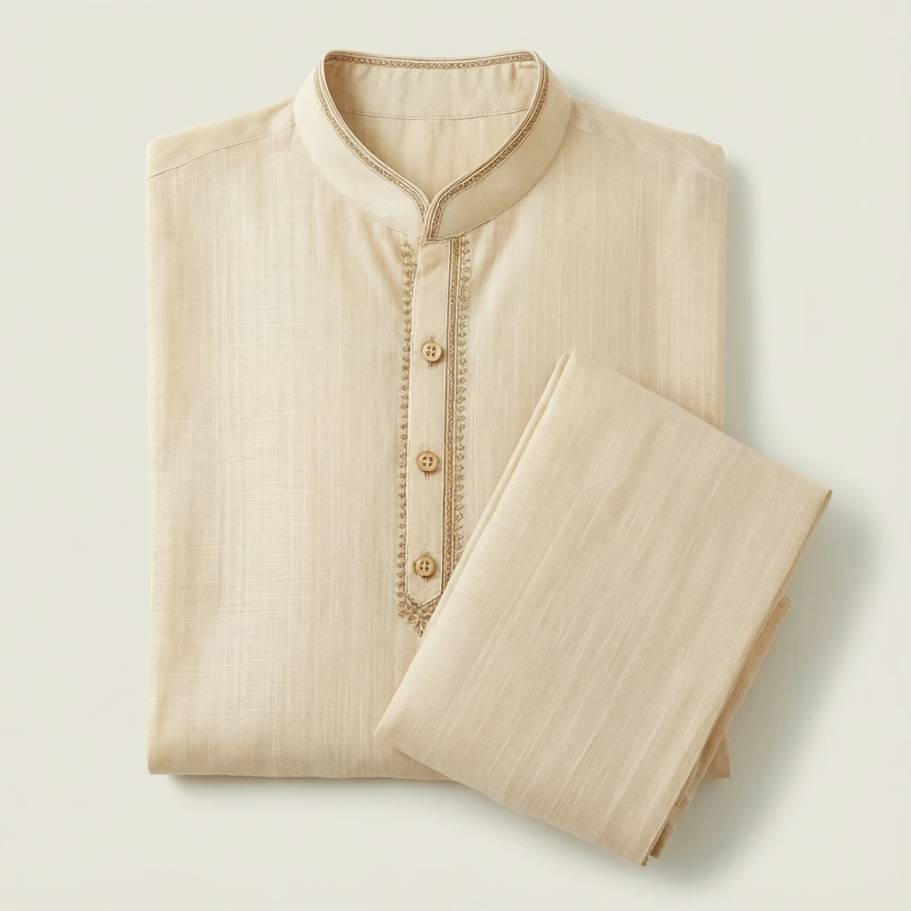 Cotton Straight Kurta Set Ecru