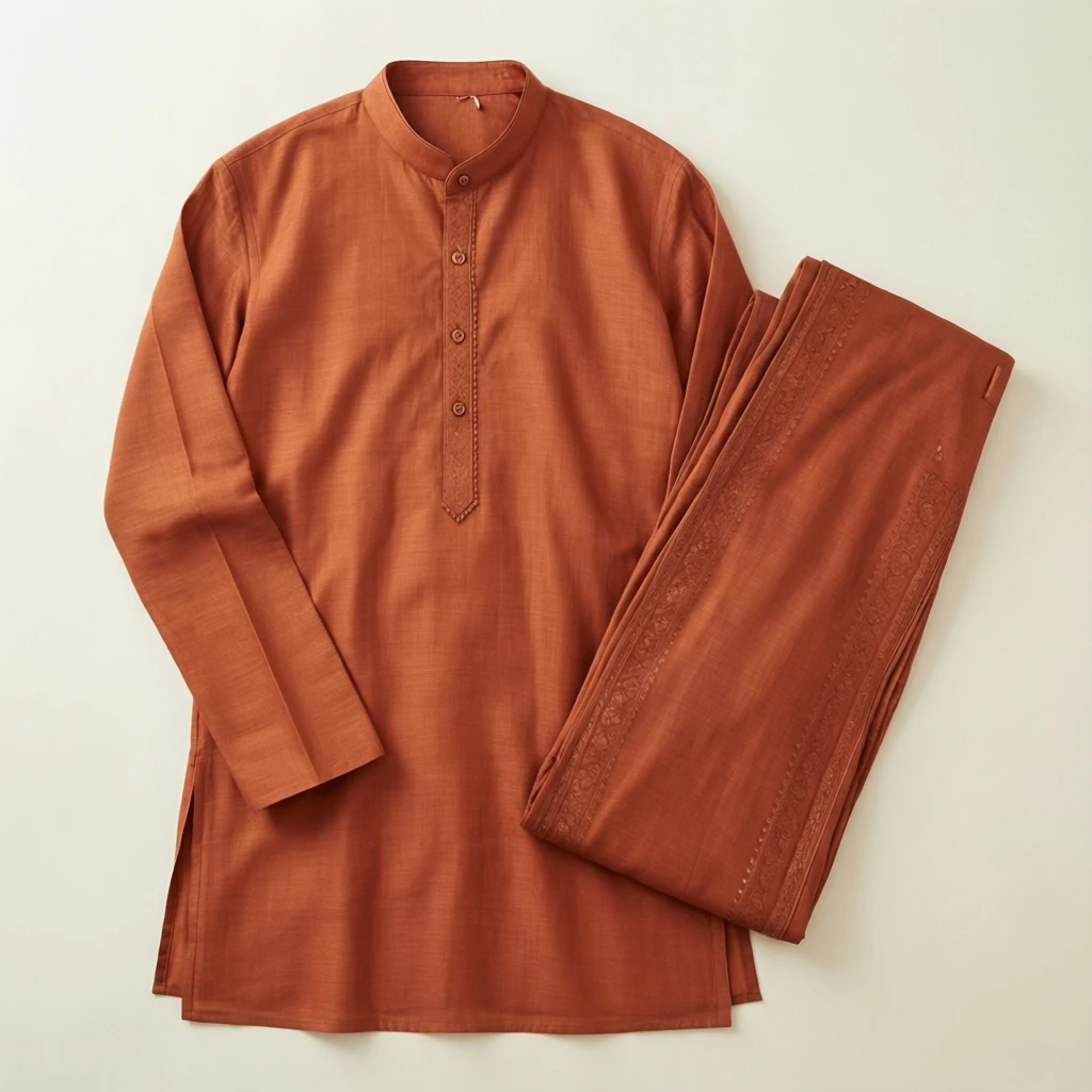 Cotton Straight Kurta Set Terracotta