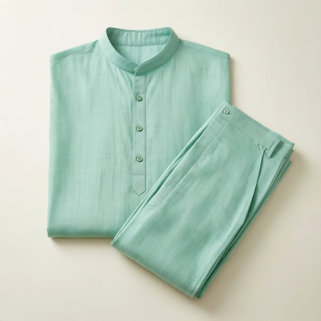 Cotton Straight Kurta Set Mint